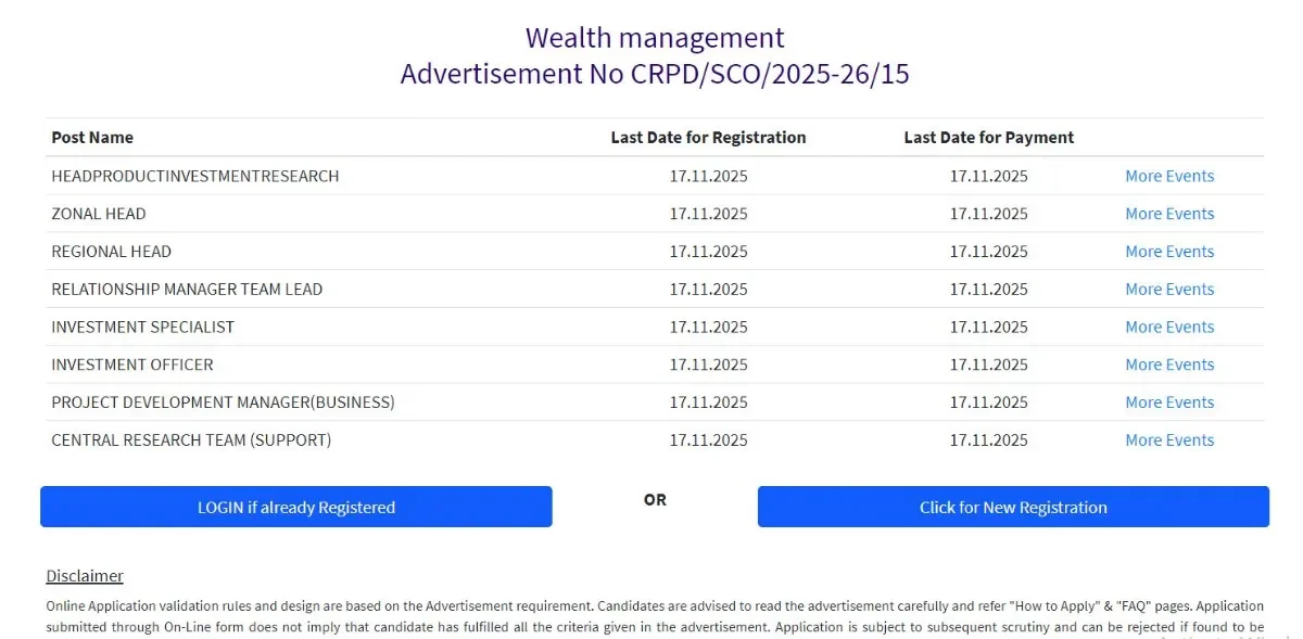 Sate Bank of India Recruitment Application Form